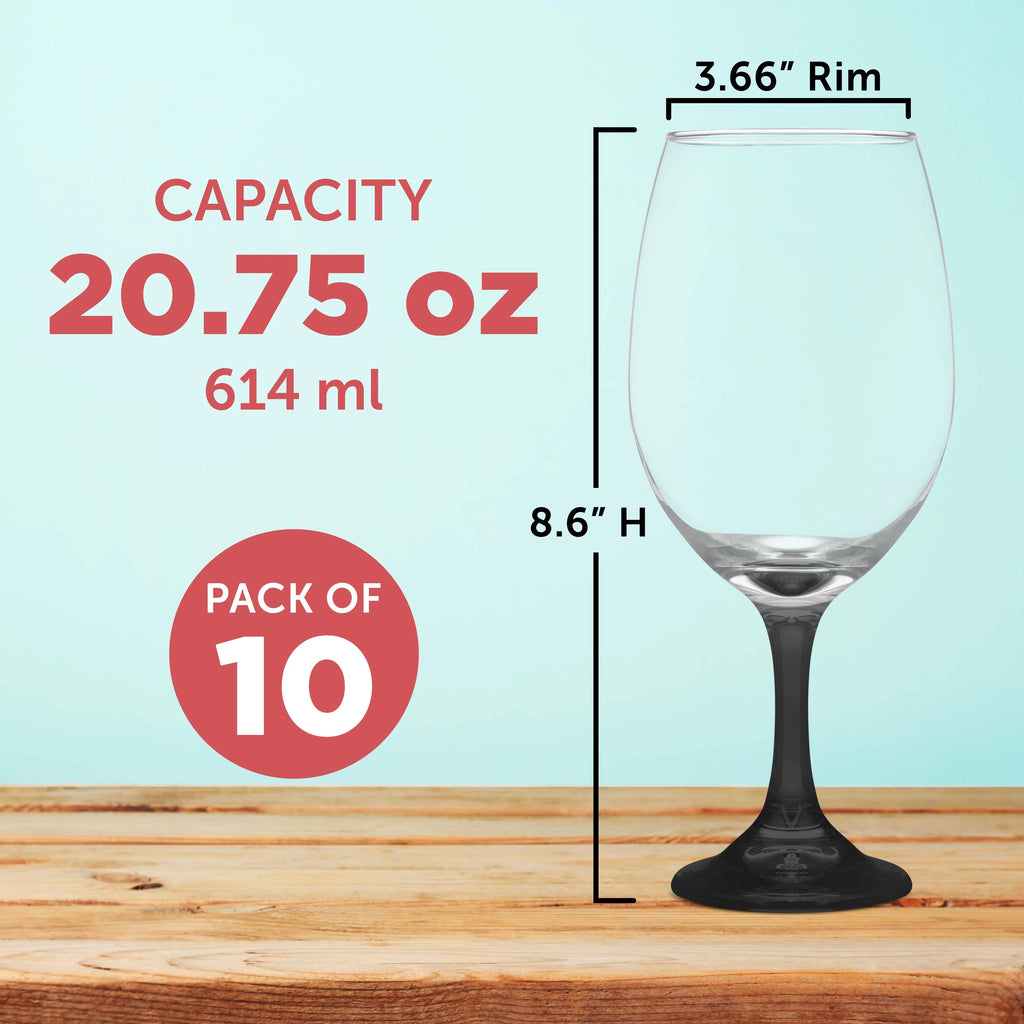 Wine Glasses 20.75 oz. Set of 10 Black K1290