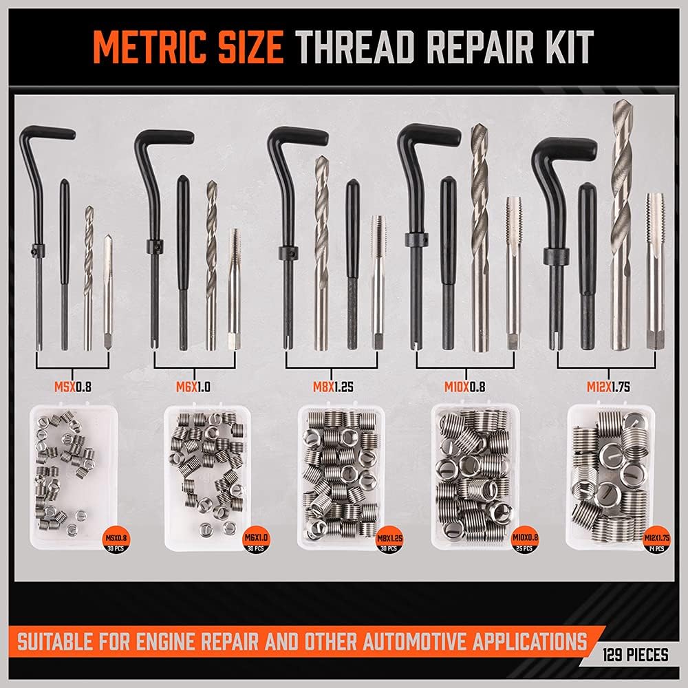 300pc Metric and SAE Thread Repair Kit with HSS Drill C451071