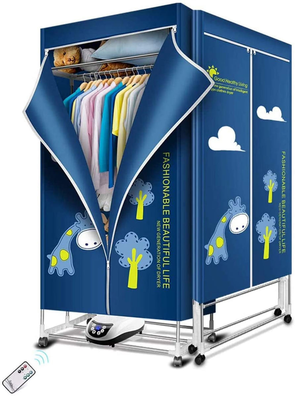 Portable 3-Tier Foldable Clothes Drying Rack with Remote Control F25946