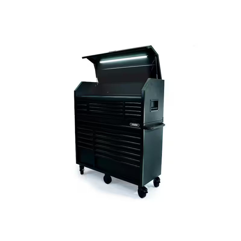 Heavy Duty 23-Drawer Rolling Tool Chest and Top Tool Cabinet Set in Matte Black R34745