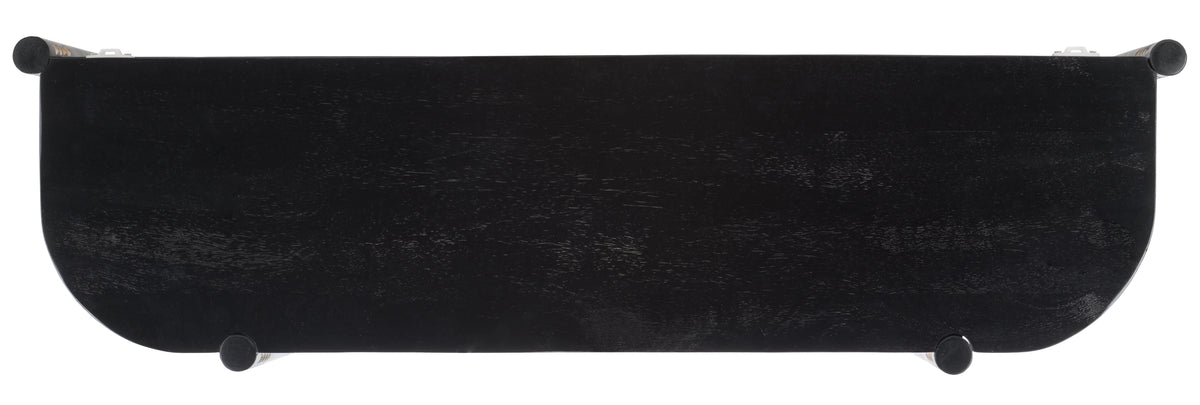 Black Natural Wood Console Table with Shelf N7704