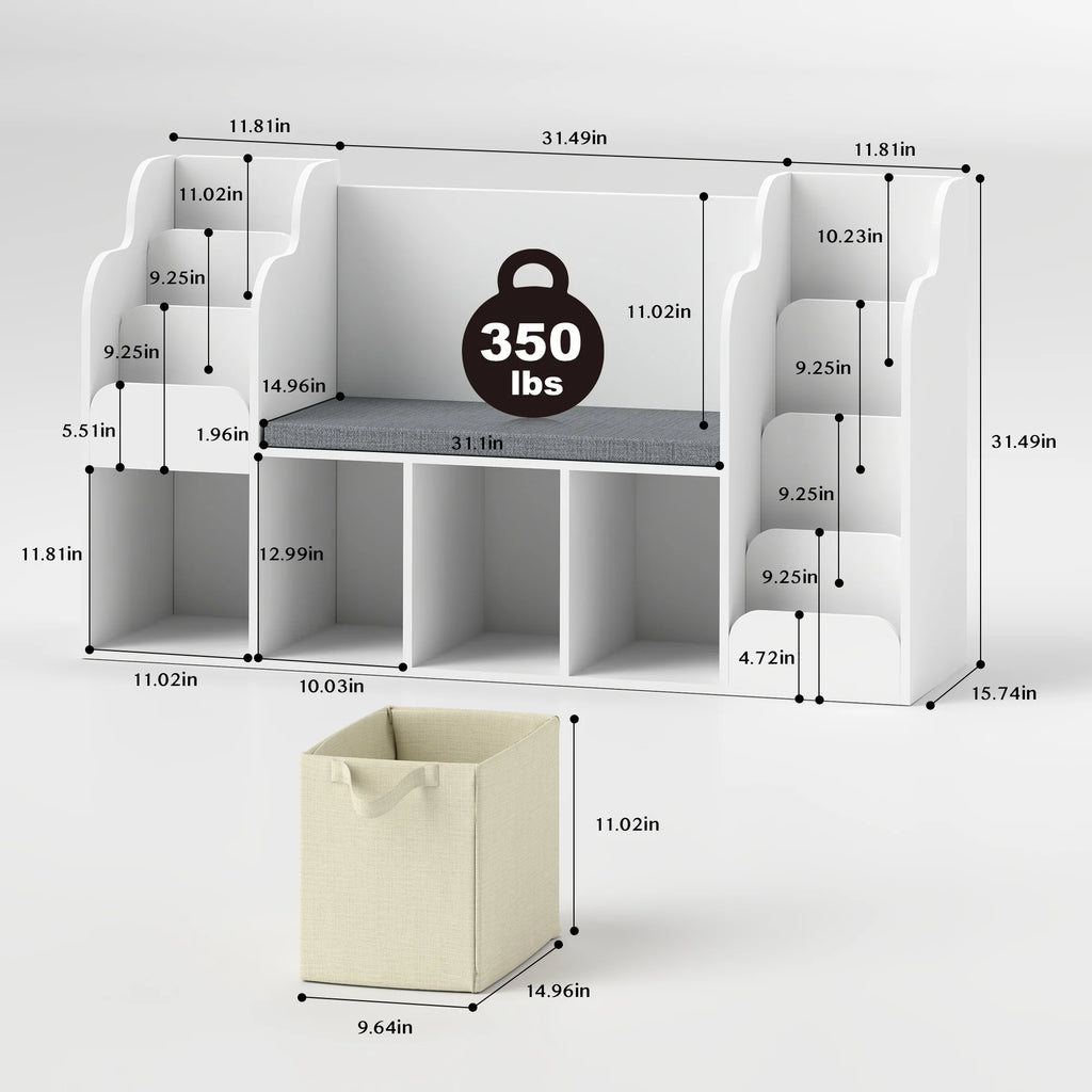 Kids Bookshelf with Reading Nook and Toy Storage G12742