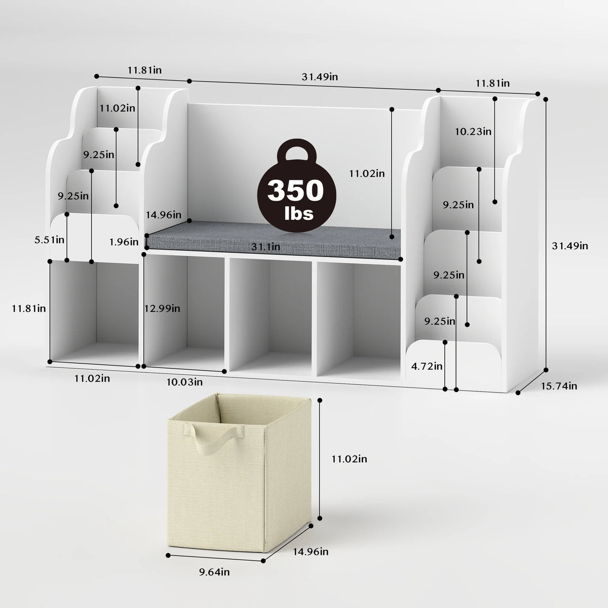Kids Bookshelf with Reading Nook and Toy Storage G12742