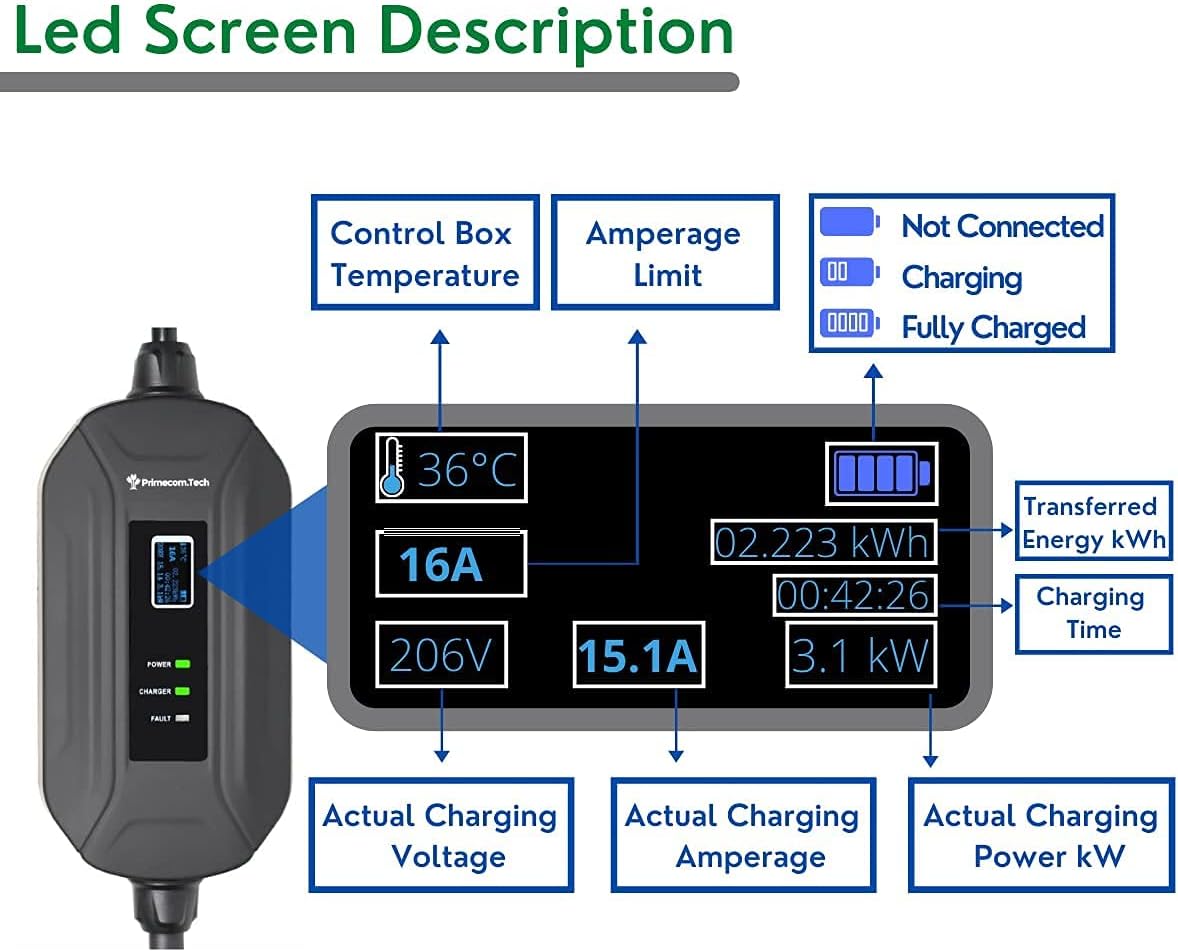 Level 2 Portable EV Charger with 30 Feet Cable V1815