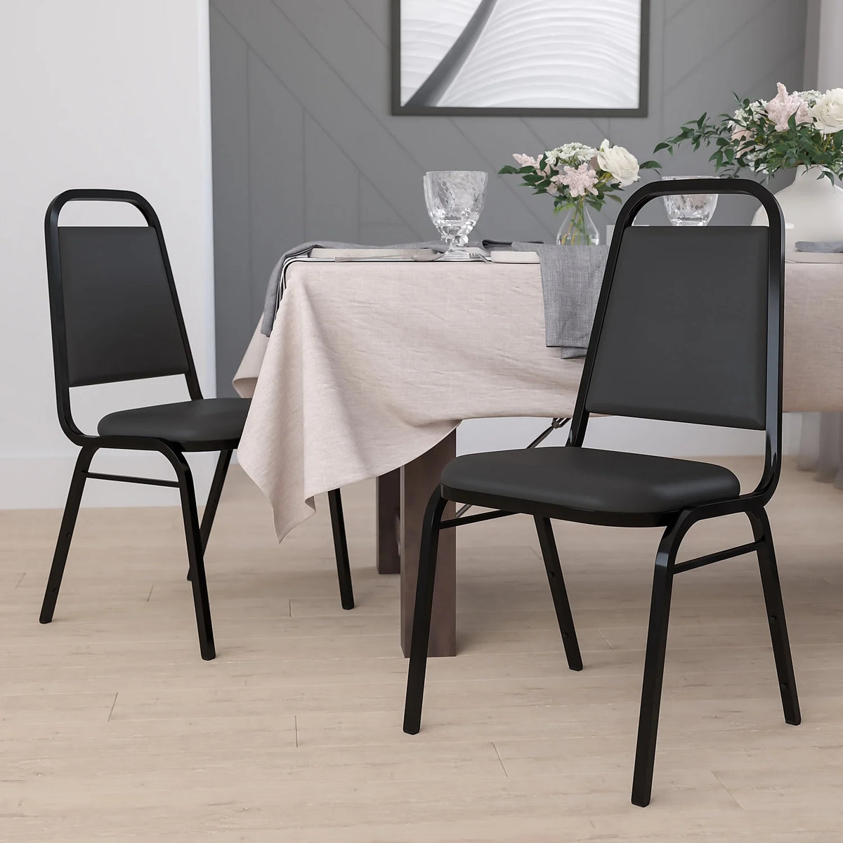 4 Pack Black Vinyl Stacking Banquet Chair U6528