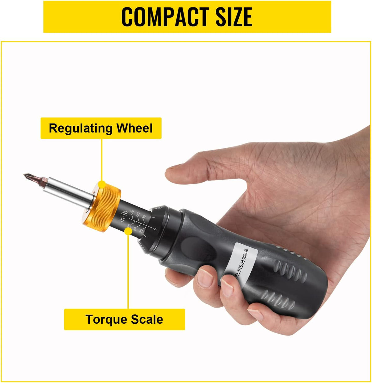 1/4" Drive Torque Screwdriver, 20-70 in/lbs, Adjustable, with Bits & Case, Pack of 2 T71355