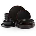 Matte Black 12-Piece Stoneware Dinnerware Set C913
