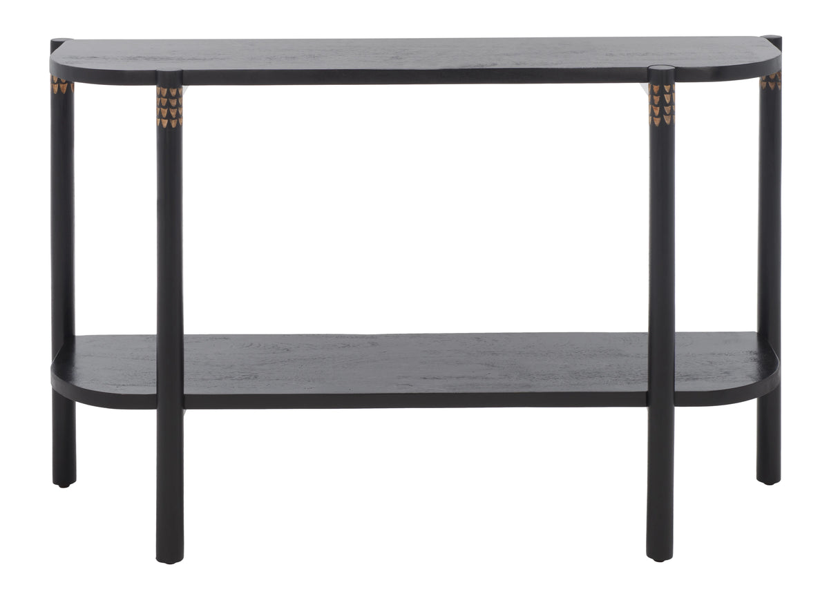 Black Natural Wood Console Table with Shelf N7704