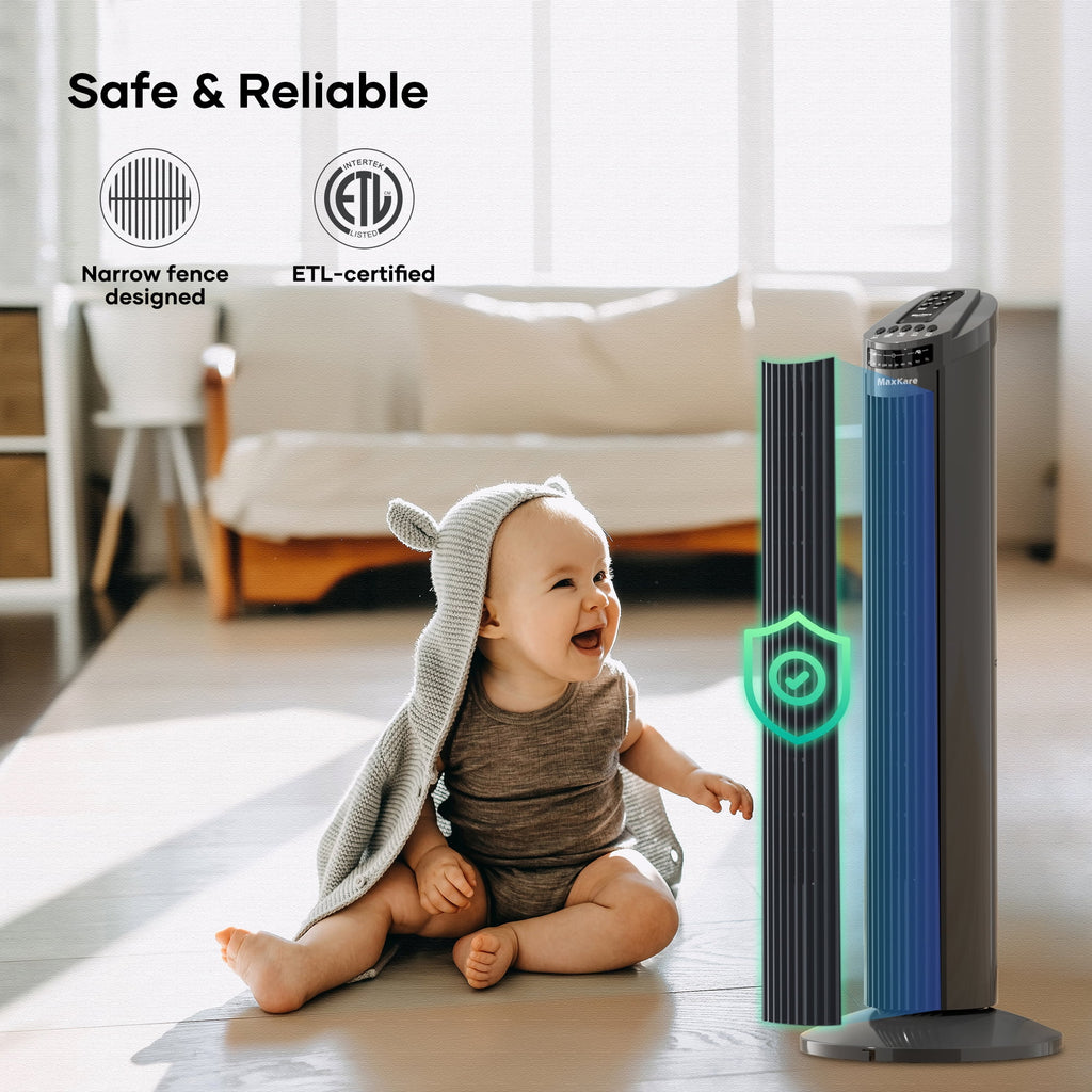 70° Oscillating Tower Fan with Remote Control 3 Speeds 3 Wind Modes Timer Dark Gray H87307