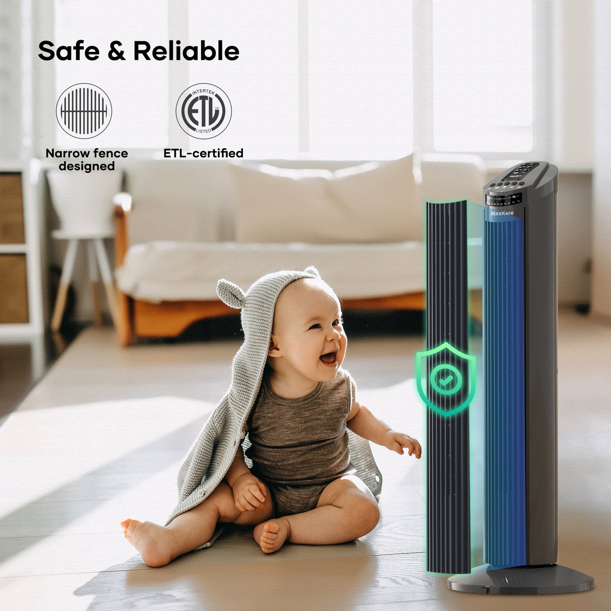 70° Oscillating Tower Fan with Remote Control 3 Speeds 3 Wind Modes Timer Dark Gray H87307