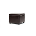 Dark Brown Faux Leather Storage Cube Ottoman E969