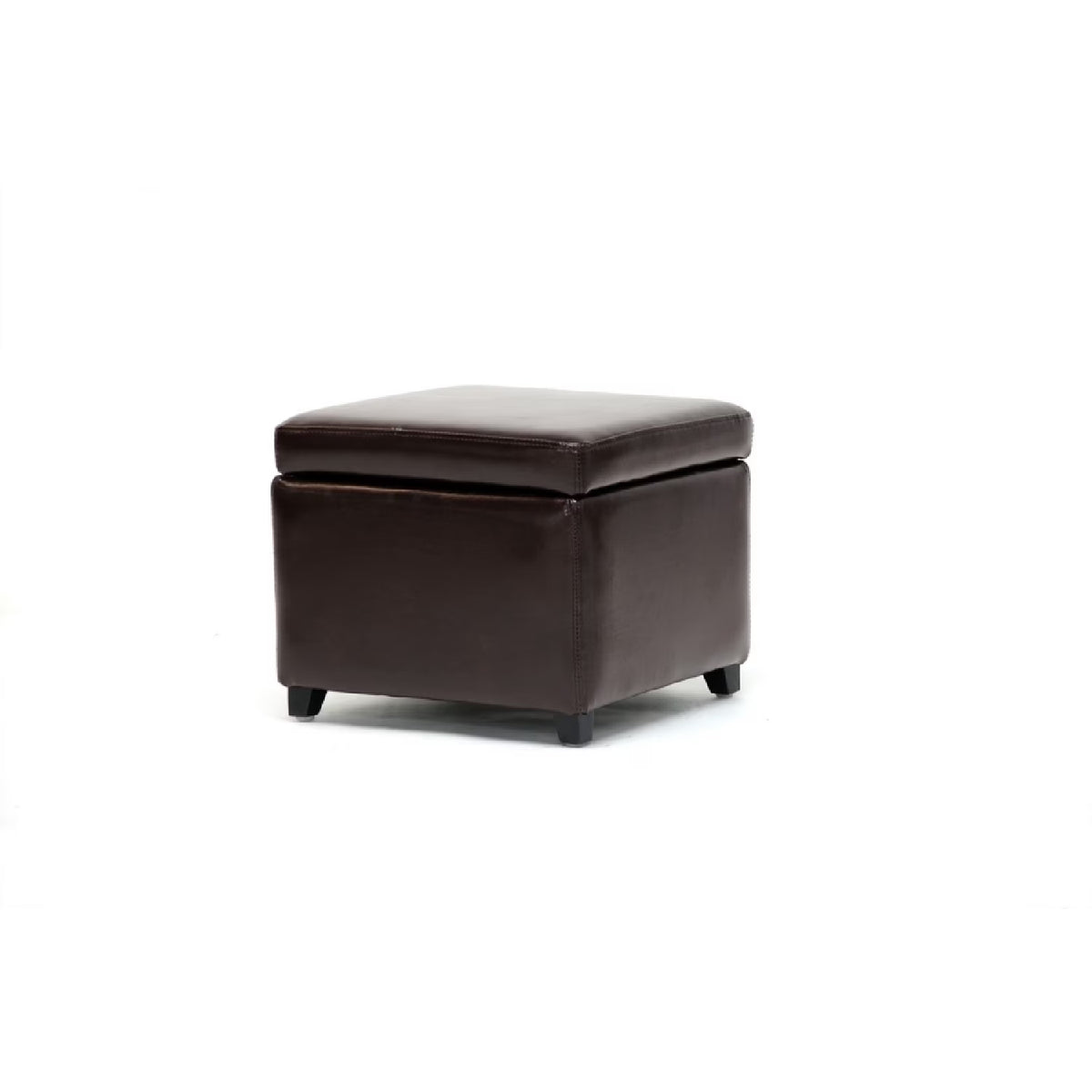 Dark Brown Faux Leather Storage Cube Ottoman E969