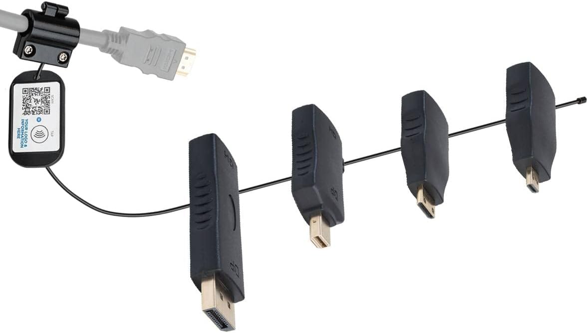 2.0 HDMI Adapter Ring with USB-C, DisplayPort & Mini DisplayPort Pigtail Adapters with Security Cable E320