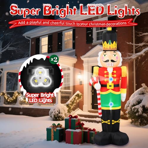 8FT Christmas Inflatable Nutcracker Soldier with Built-in LEDs S4480