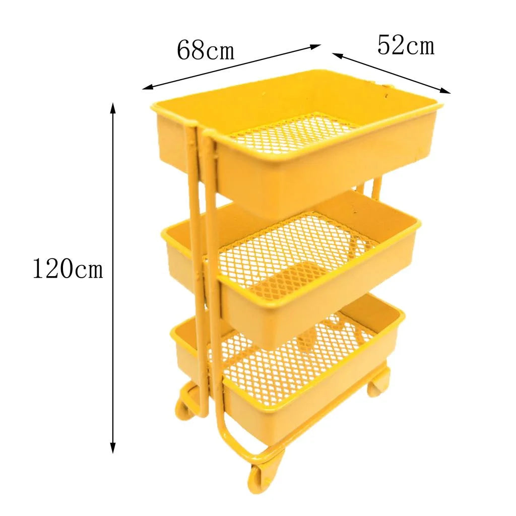 Yellow Metal Storage Shelf with Dollhouse Furniture Decor I3250