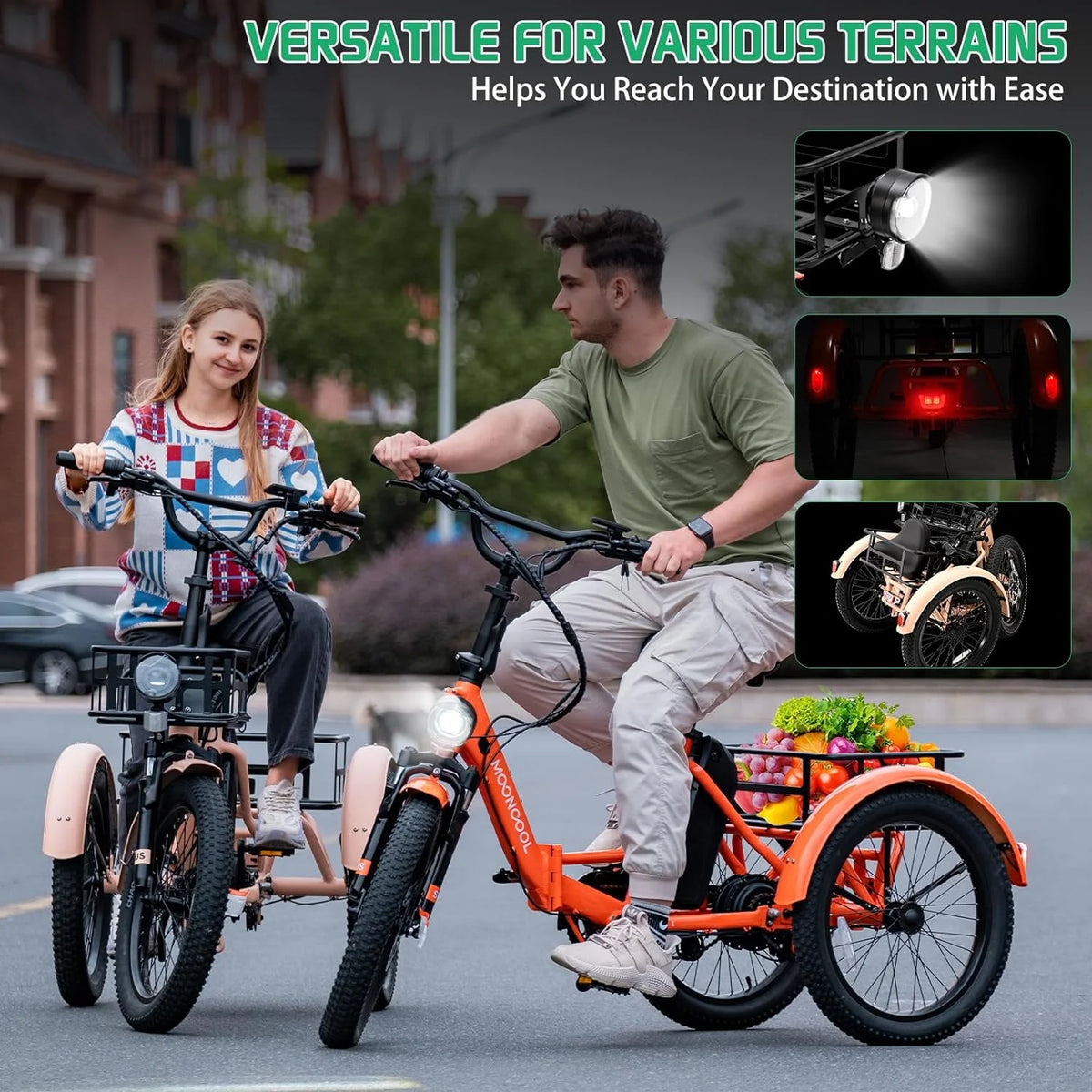 24/26 Electric Tricycle 350W 36V 7 Speeds with Large Basket C34440