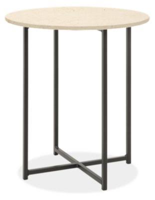 Round End Table 22 Diameter 22H Recycled Natural Steel Ecru Quartz Top M815591