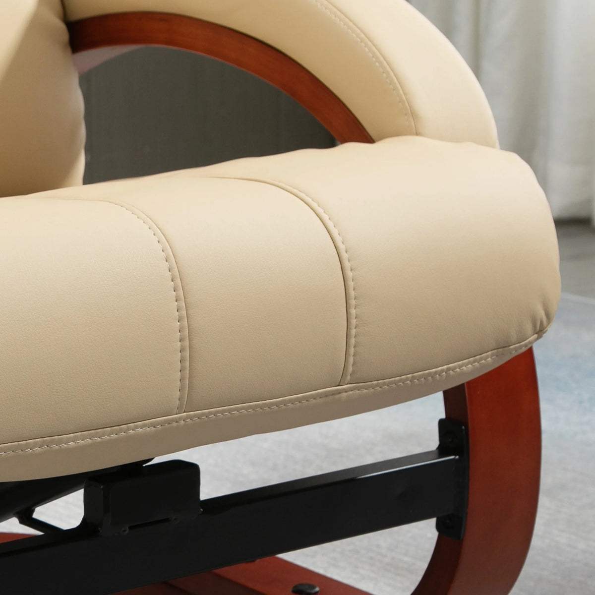 Beige Electric Faux Leather Recliner Chair with Ottoman D109556