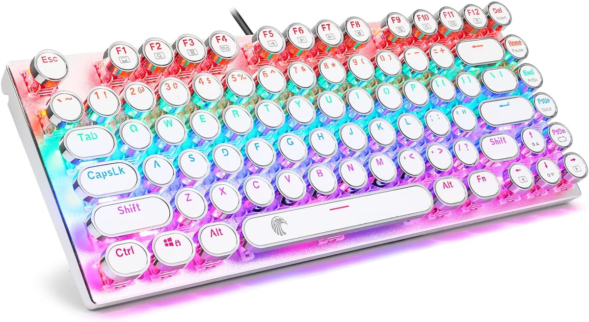Vintage Retro Style Mechanical Keyboard with Blue Switches, Compact 81 Keys P123648