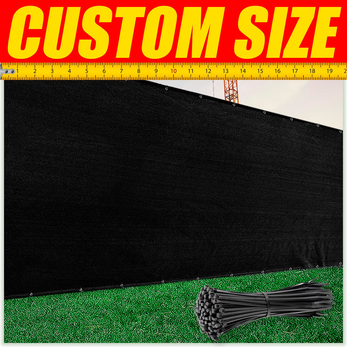 Black Fence Privacy Screen with Grommets D946152
