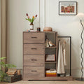 4 Drawer Dresser with Clothes Rack and Shelves E4847