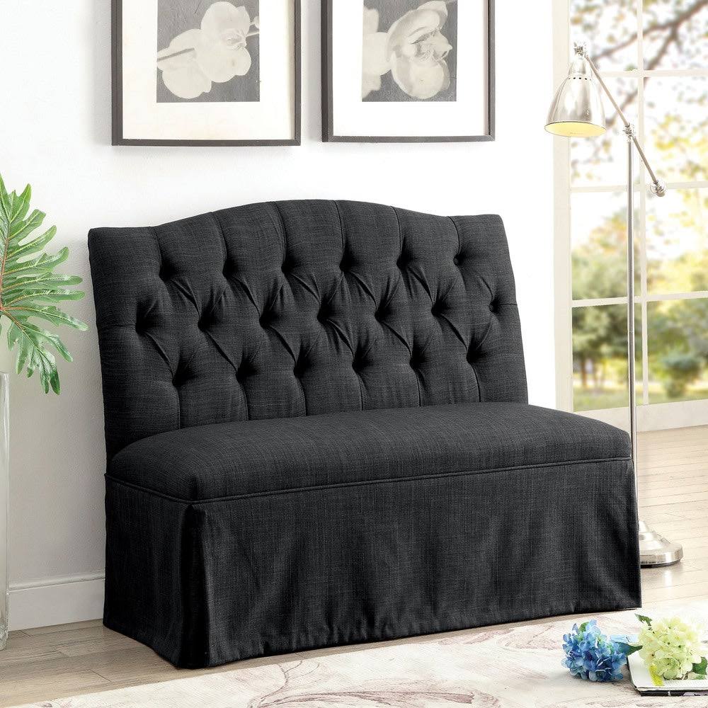 Dark Grey Fabric Tufted Loveseat B9158