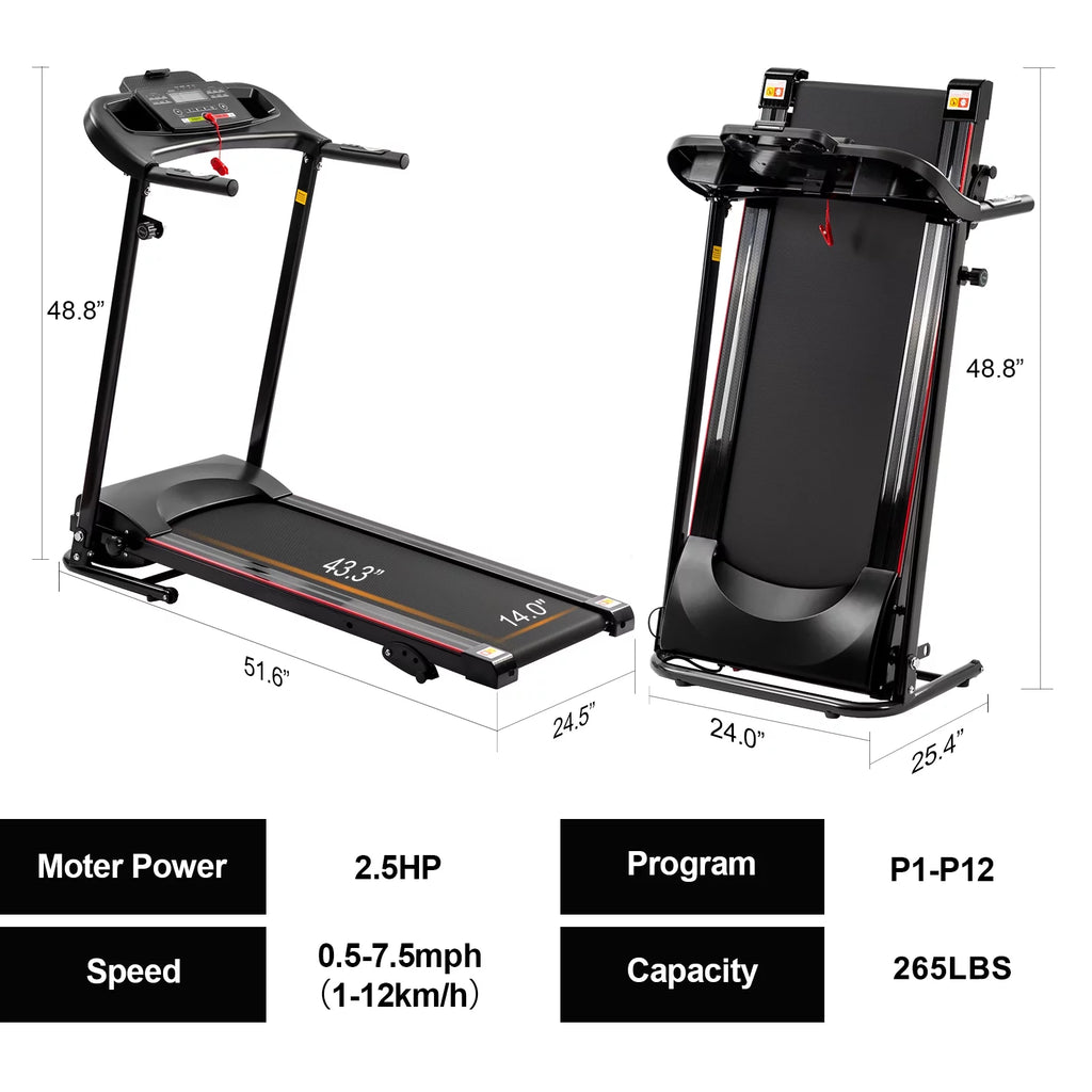 2.5HP Folding Treadmill with Incline M8123