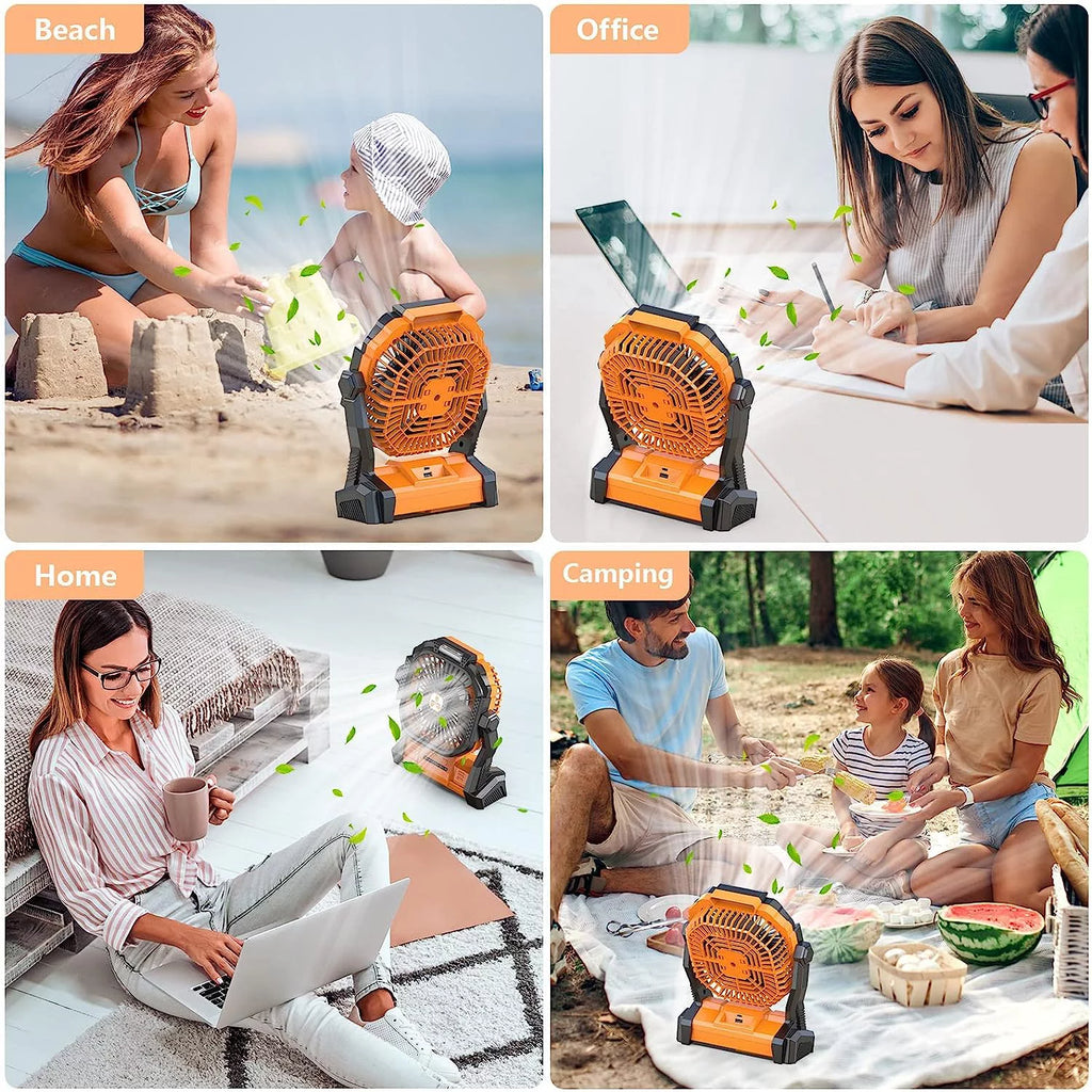 Camping Fan with Light, Portable USB Rechargeable Fan, Orange Z4461
