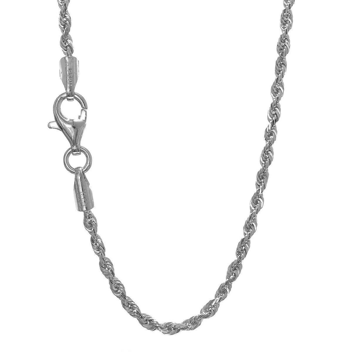18k Solid White Gold Diamond-cut Rope Chain, Lobster Claw Clasp, 18 Inches H82943