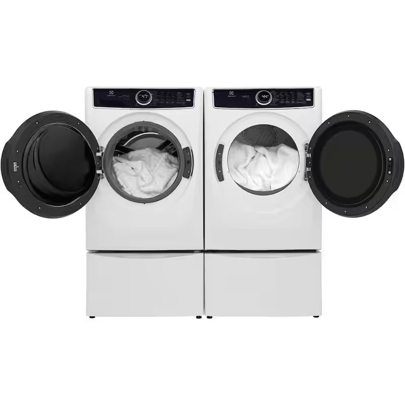 White Laundry Pedestal with Storage Drawer T7687