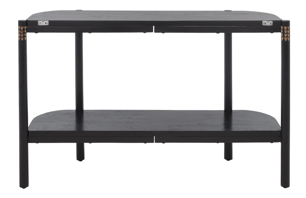 Black Natural Wood Console Table with Shelf N7704
