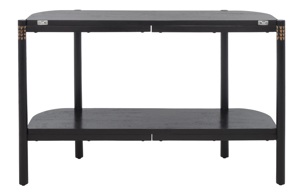 Black Natural Wood Console Table with Shelf N7704