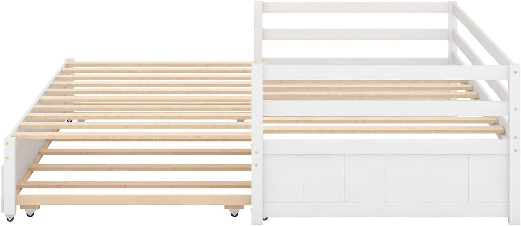 White Wood Extendable Daybed with Trundle C681