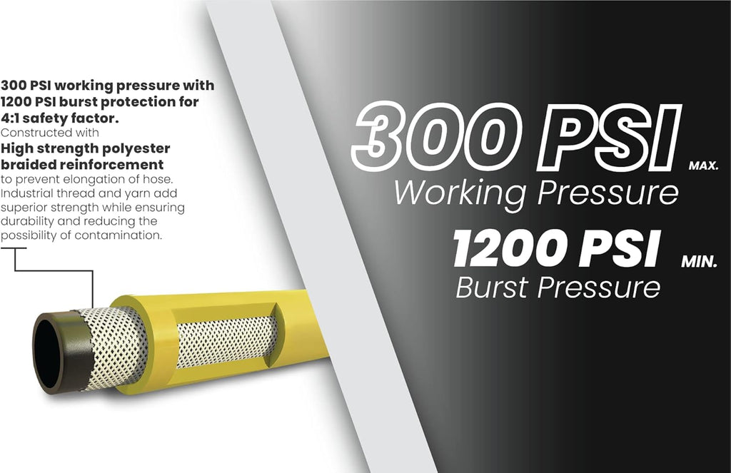 1/2" x 100' Class A Rubber Air Hose with Brass Fittings C66505