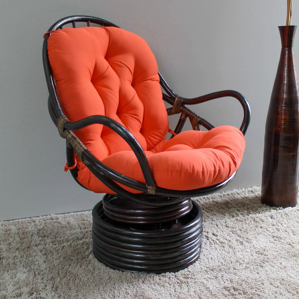 Rattan Coil Base Swivel Rocker with Micro Suede Cushion L735