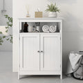 White Two Doors Freestanding Bathroom Floor Cabinet with Adjustable Shelf V3737