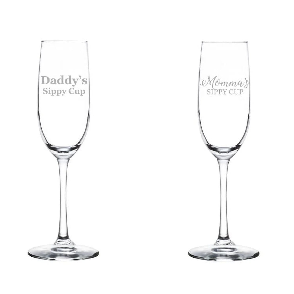 Set of 2 Glass Champagne Flutes 8 oz Stemmed Q9648