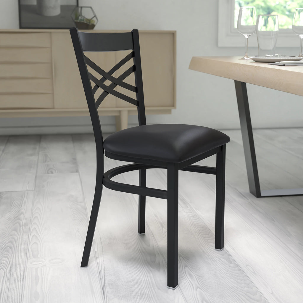 Black Vinyl Seat Metal Restaurant Chair M500079