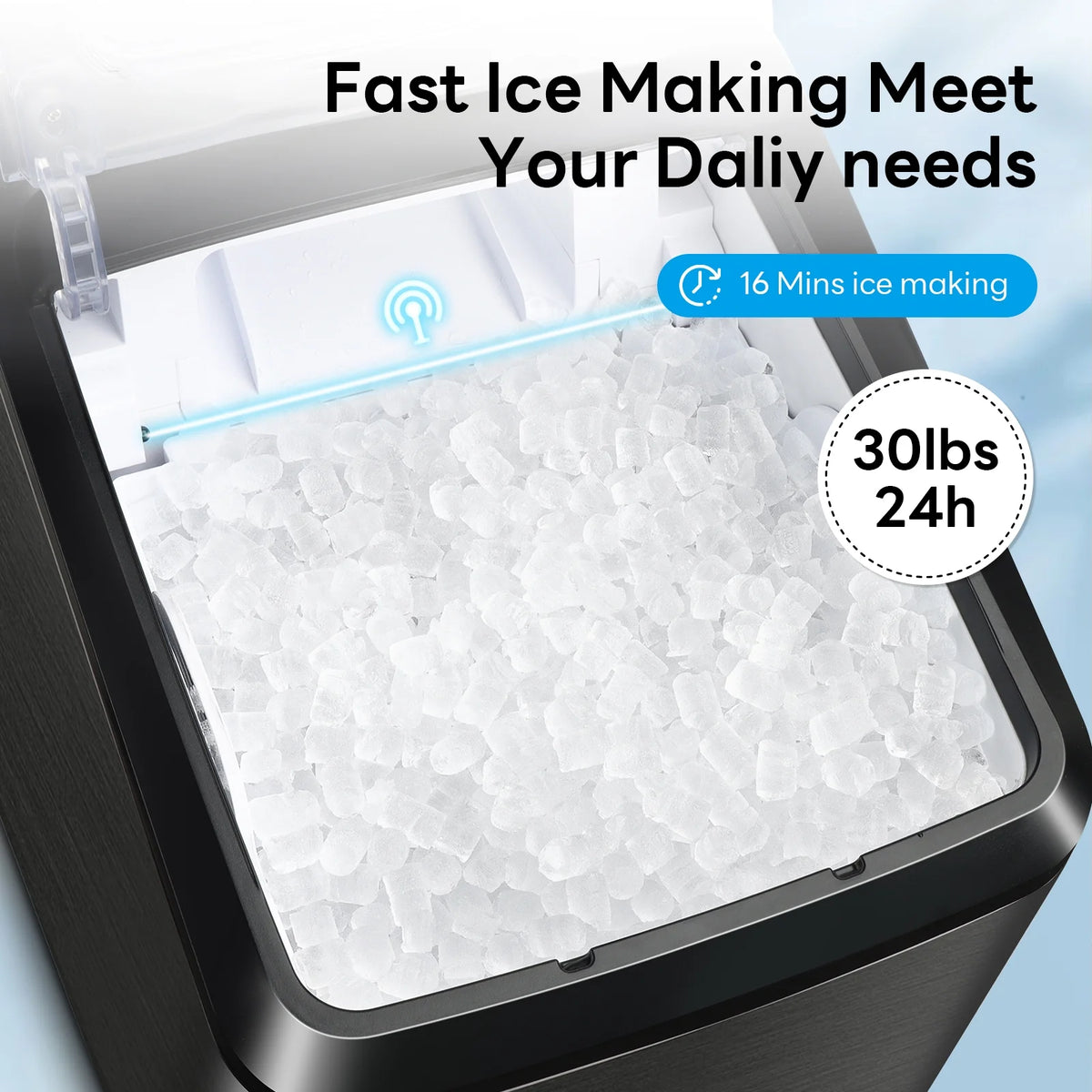 30Lbs Per Day Self-Cleaning Stainless Steel Countertop Ice Maker Y52291