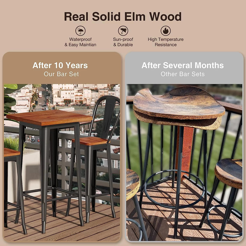 3 Pieces Table and Chair Set with Metal Frame S285