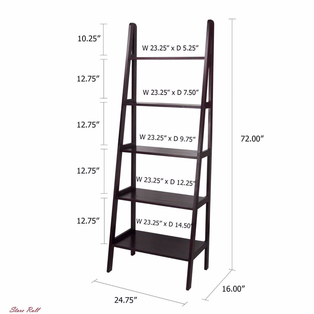 5 Shelf Ladder Bookcase, Espresso G1348