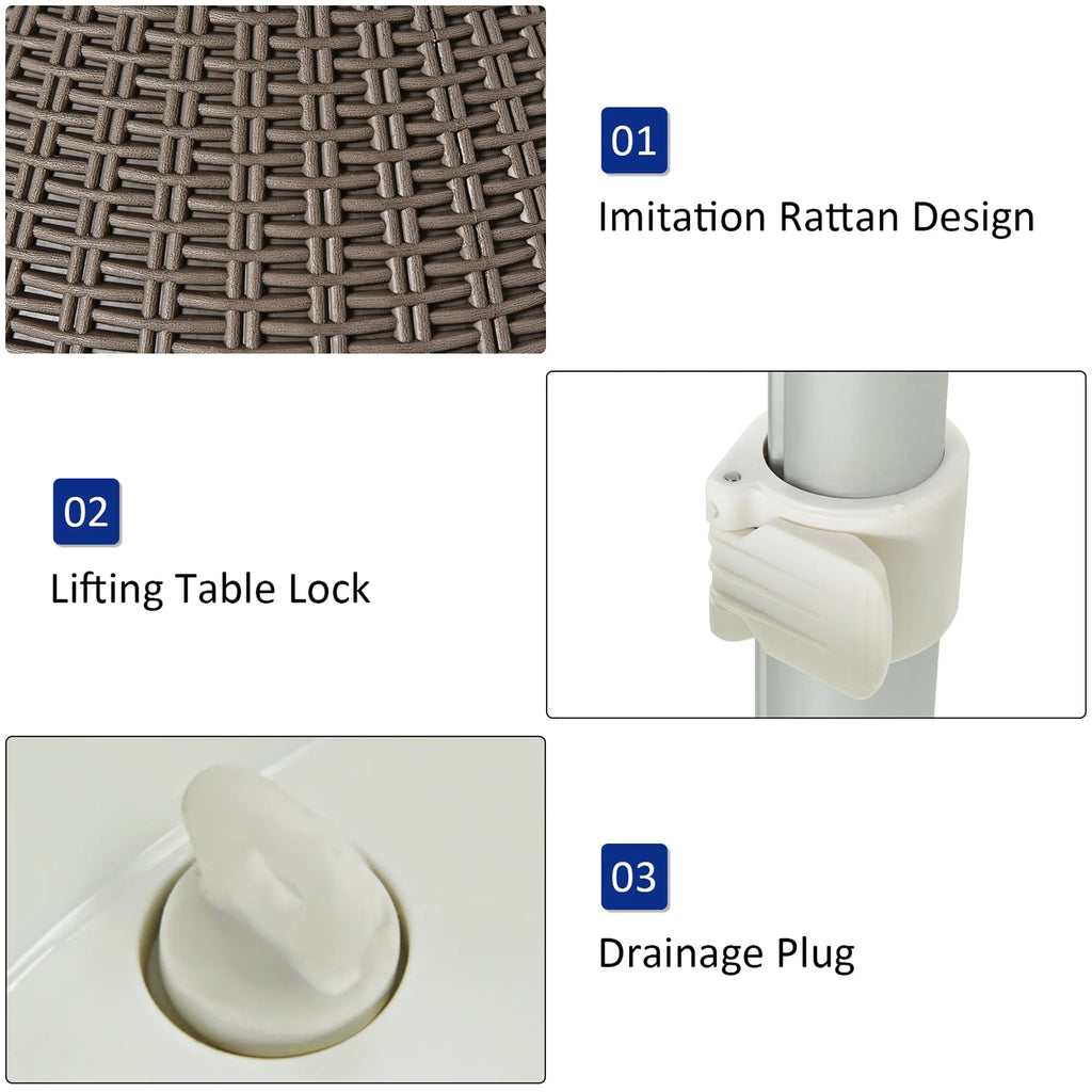 8 Gallon 3 in 1 Patio Rattan Cooler Bar Table Brown T701