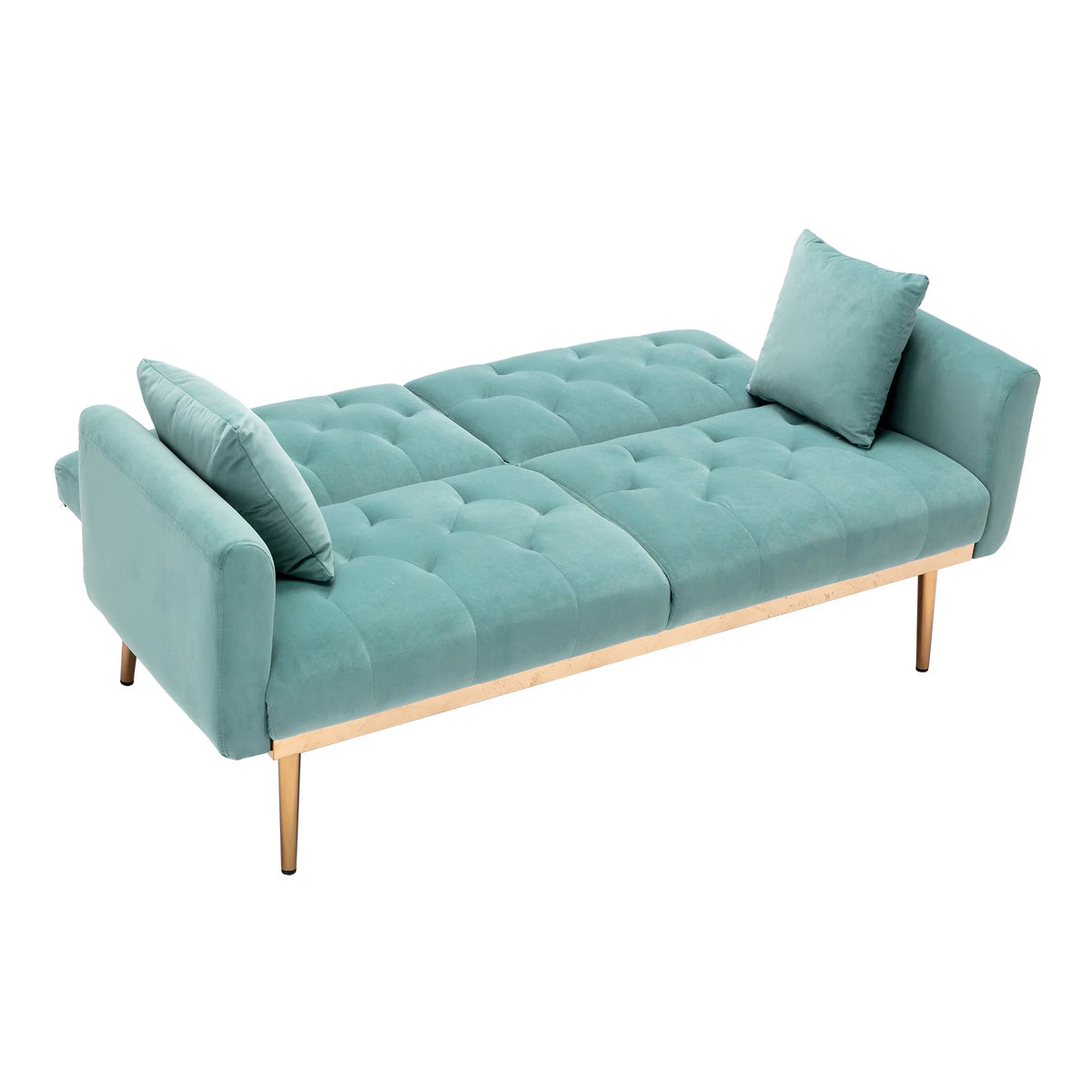 Mint Green Velvet 2-Seater Convertible Sofa Bed Q31751