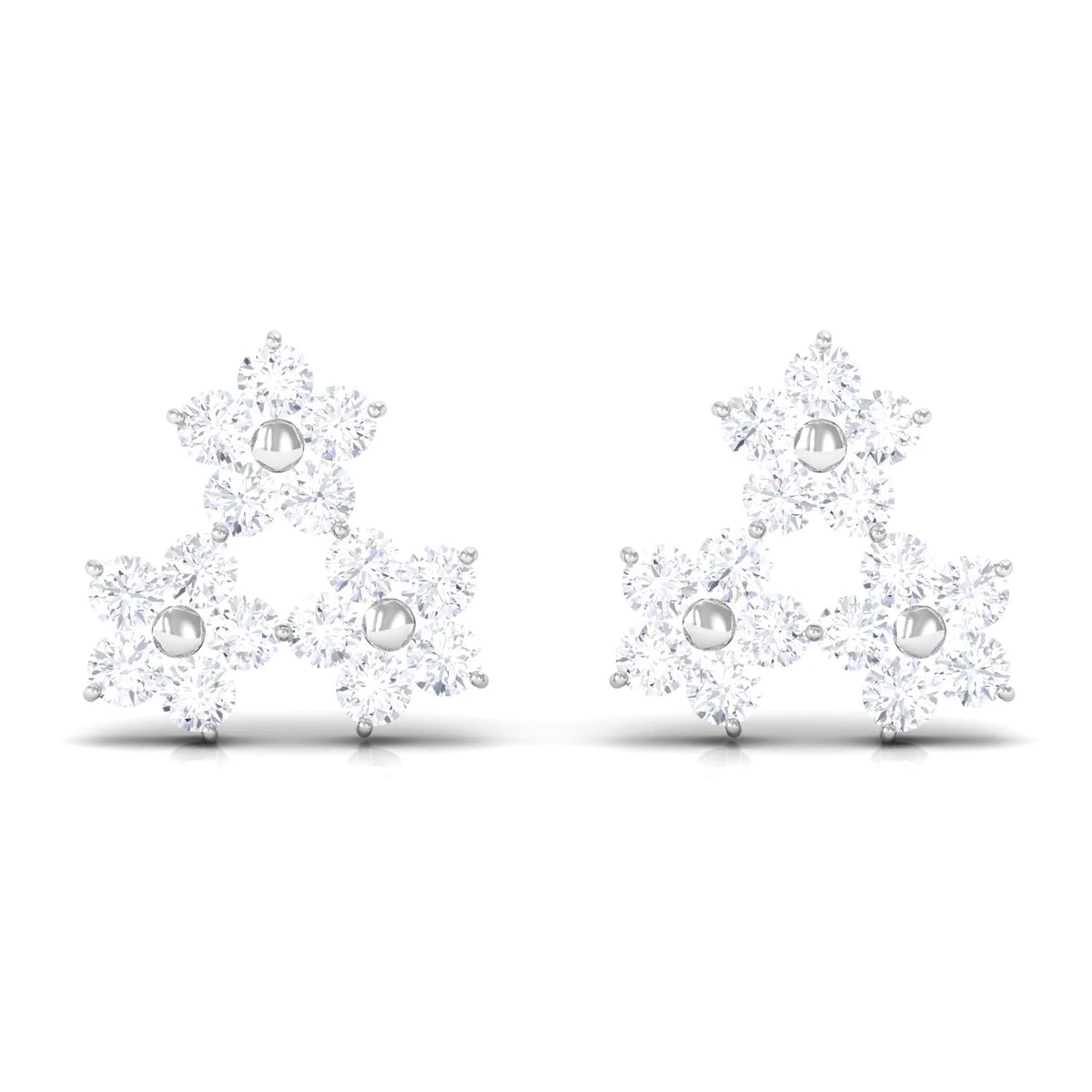 0.75 CT Diamond Flower Cluster Stud Earring in Gold, 925 Sterling Silver V290286