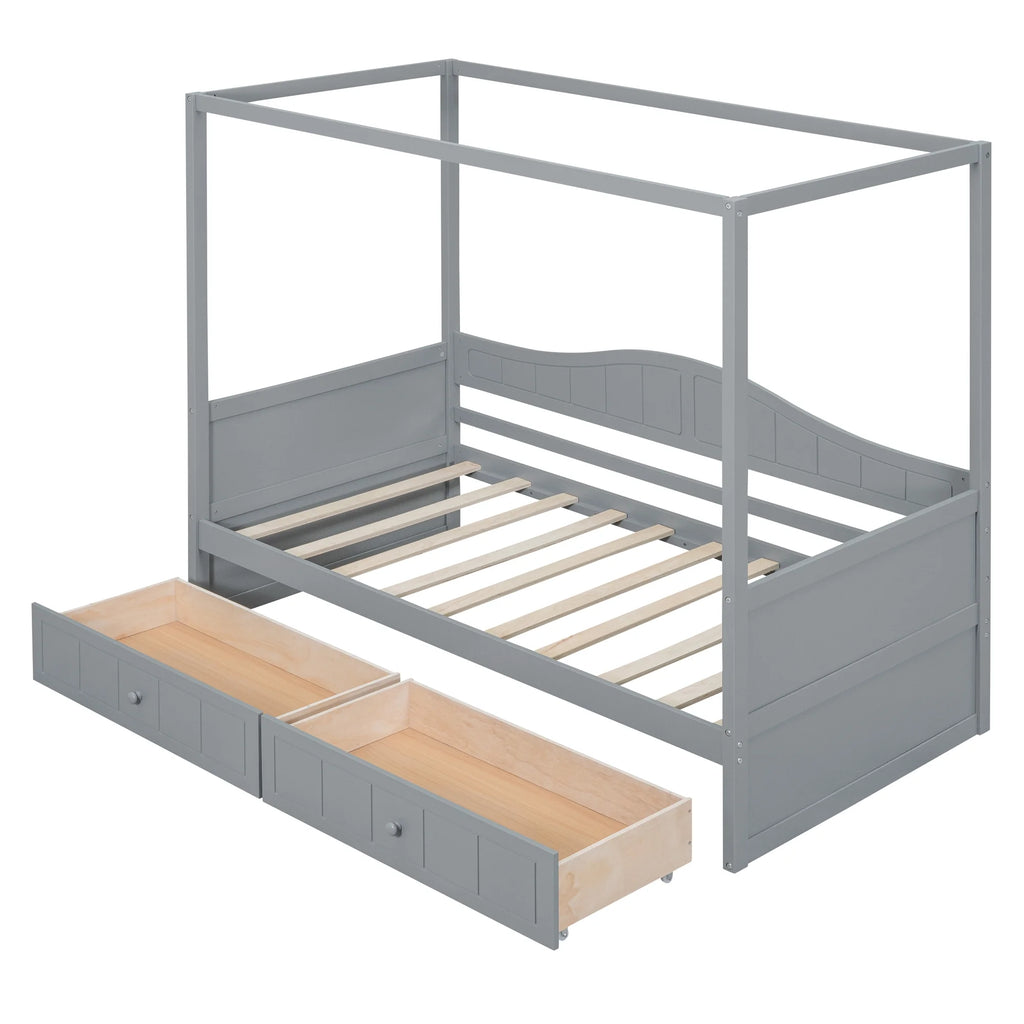Twin Size Canopy Day Bed with 2 Drawers F67035