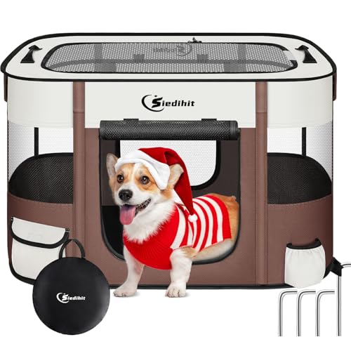 Foldable Dog Playpen with Carrying Case P366502