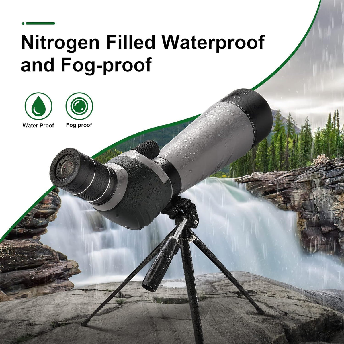 20-60X80 Spotting Scope with Tripod, Carry Bag, Dual Focusing and 24MM Big Eyepiece A193
