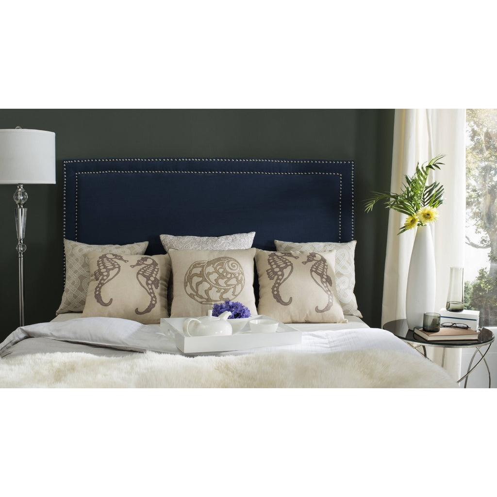 Navy Full Headboard with Silver Nail Head L306134