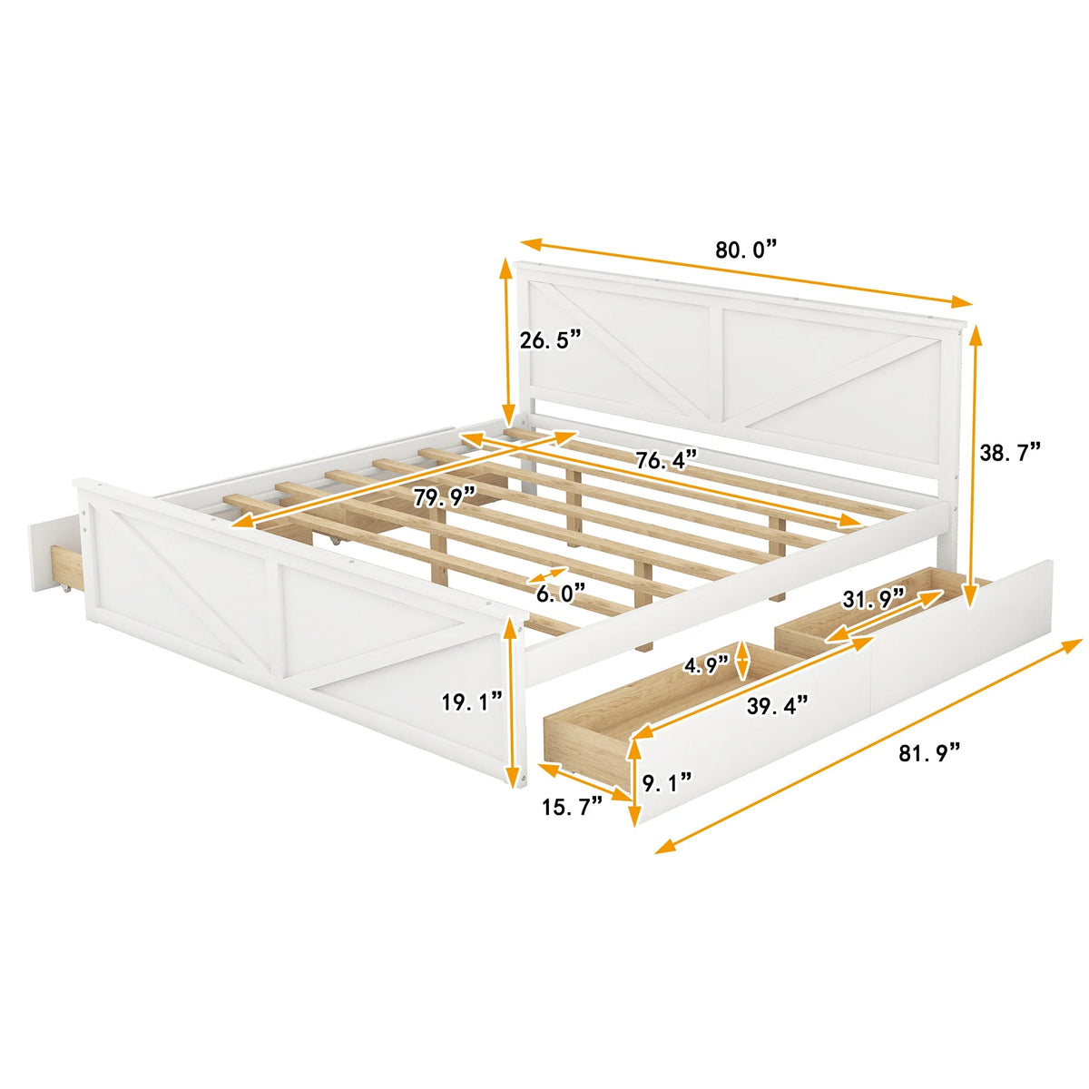Wooden Platform Bed A624826