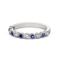 14K White Gold Eternity Band with Round Cut Diamond and Blue Sapphire A222484